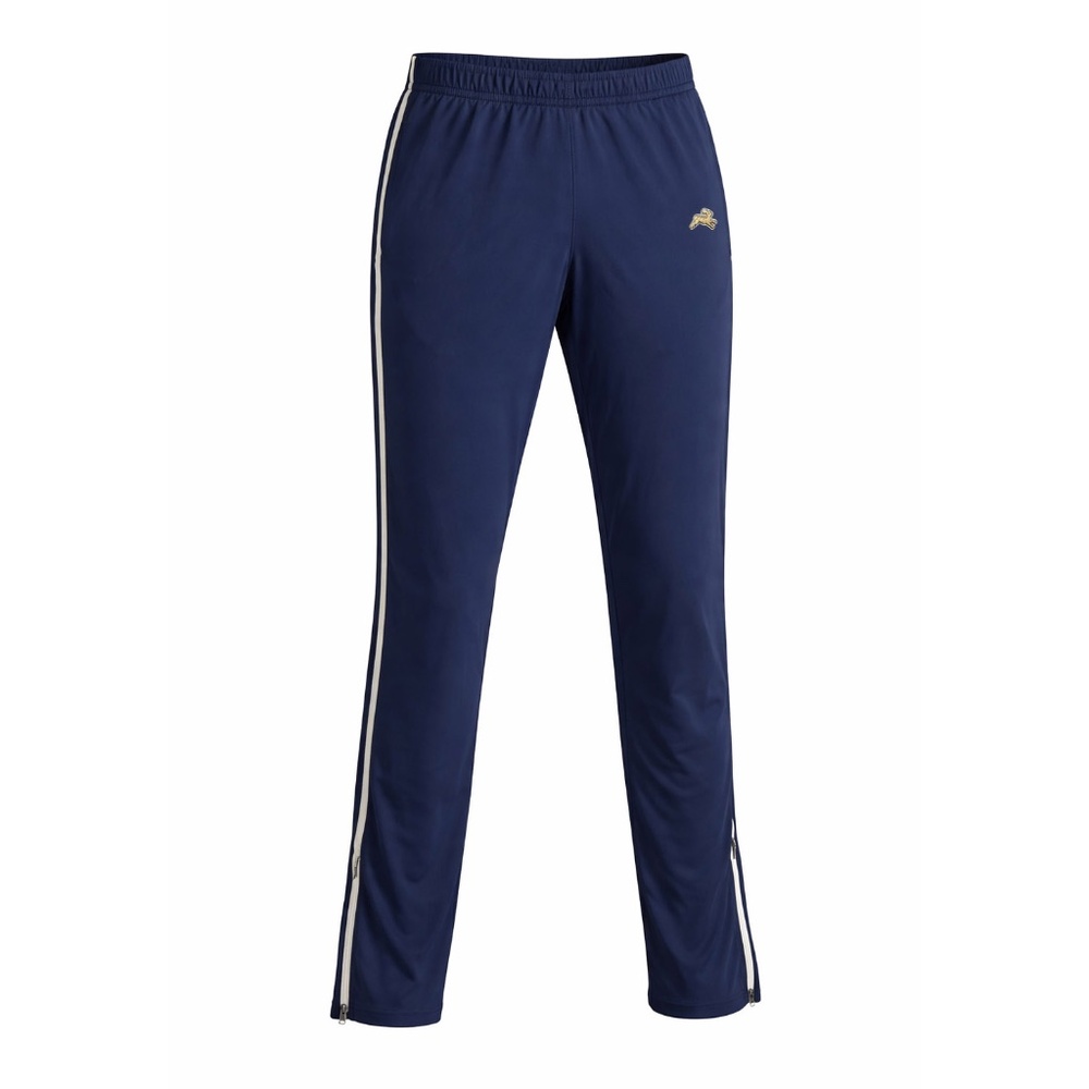 Tracksmith Turnover Track Pants with Off White Side Stripe, zip ankles. Size SM